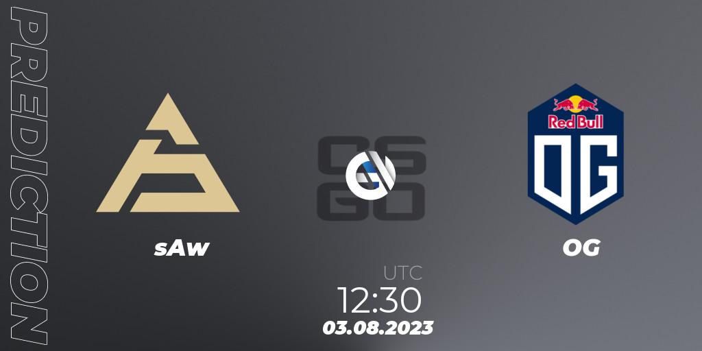 sAw contre OG : prédiction de match. 03.08.2023 at 12:30. Counter-Strike (CS2), CCT 2023 Online Finals 2