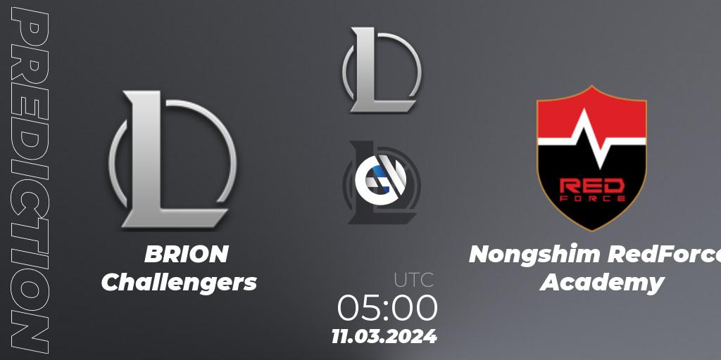 BRION Challengers contre Nongshim RedForce Academy : prédiction de match. 11.03.24. LoL, LCK Challengers League 2024 Spring - Group Stage