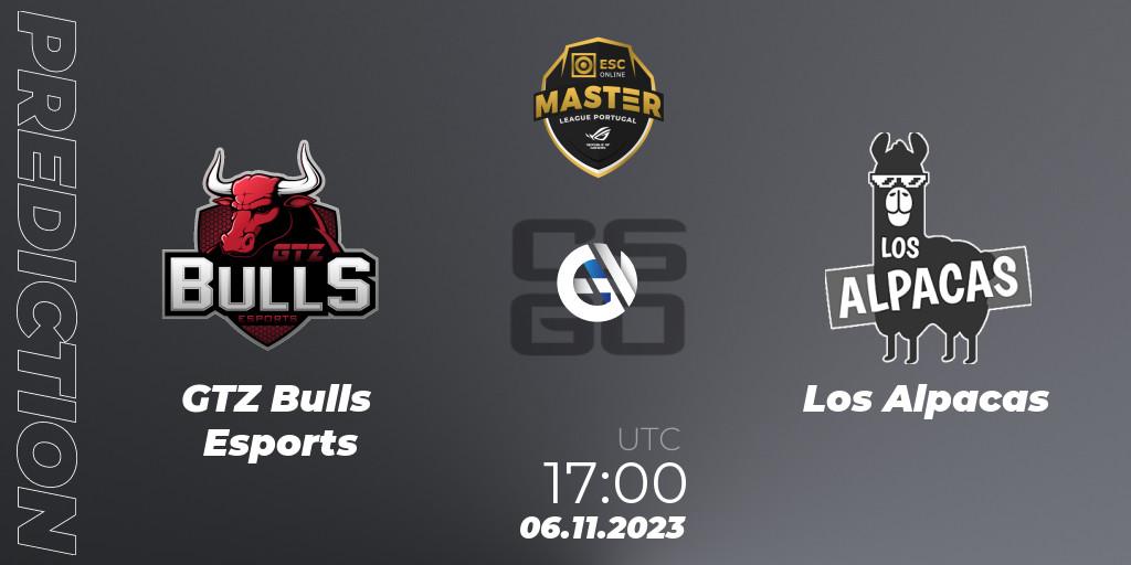 GTZ Bulls Esports contre Los Alpacas : prédiction de match. 06.11.23. CS2 (CS:GO), Master League Portugal Season 12: Online Stage