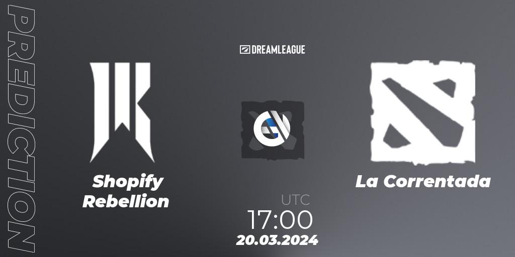 Shopify Rebellion contre La Correntada : prédiction de match. 20.03.24. Dota 2, DreamLeague Season 23: North America Closed Qualifier