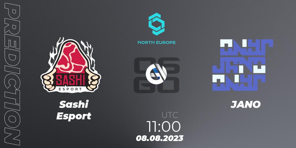  Sashi Esport contre JANO : prédiction de match. 08.08.2023 at 11:00. Counter-Strike (CS2), CCT North Europe Series #7: Closed Qualifier
