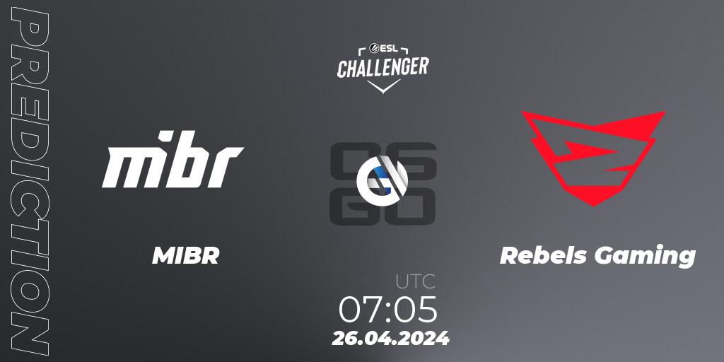 MIBR contre Rebels Gaming : prédiction de match. 26.04.24. CS2 (CS:GO), ESL Challenger April 2024