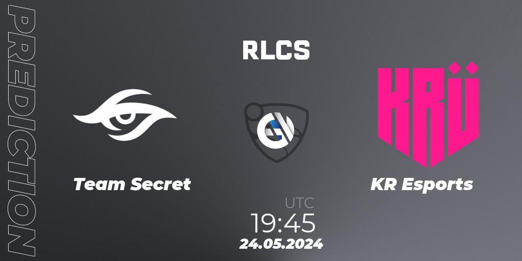 Team Secret contre KRÜ Esports : prédiction de match. 25.05.2024 at 22:00. Rocket League, RLCS 2024 - Major 2: SAM Open Qualifier 6