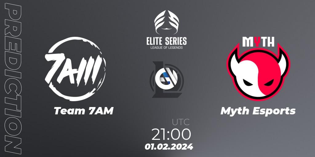 Team 7AM contre Myth Esports : prédiction de match. 01.02.2024 at 21:00. LoL, Elite Series Spring 2024
