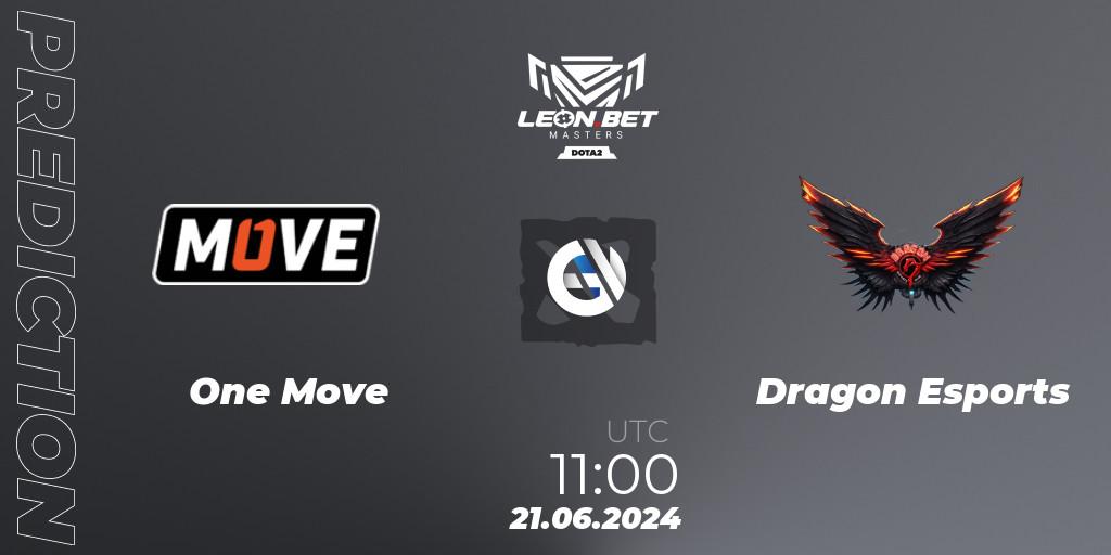 One Move contre Dragon Esports : prédiction de match. 21.06.2024 at 11:00. Dota 2, Leon Masters #1