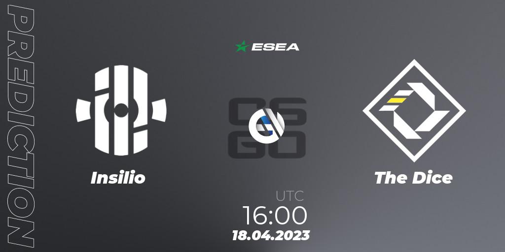 Insilio contre The Dice : prédiction de match. 18.04.23. CS2 (CS:GO), ESEA Season 45: Advanced Division - Europe
