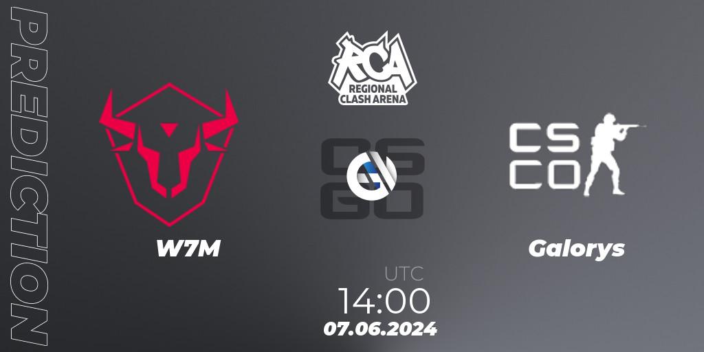 W7M contre Galorys : prédiction de match. 07.06.2024 at 14:00. Counter-Strike (CS2), Regional Clash Arena South America