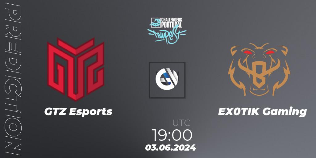 GTZ Esports contre EX0TIK Gaming : prédiction de match. 03.06.2024 at 18:00. VALORANT, VALORANT Challengers 2024 Portugal: Tempest Split 2