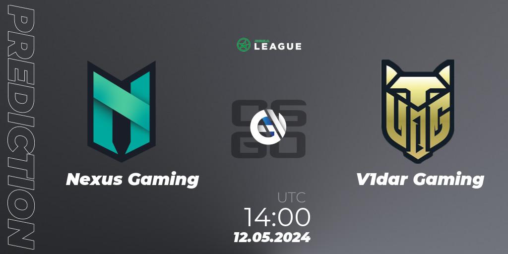 Nexus Gaming contre V1dar Gaming : prédiction de match. 12.05.2024 at 14:00. Counter-Strike (CS2), ESEA Season 49: Advanced Division - Europe