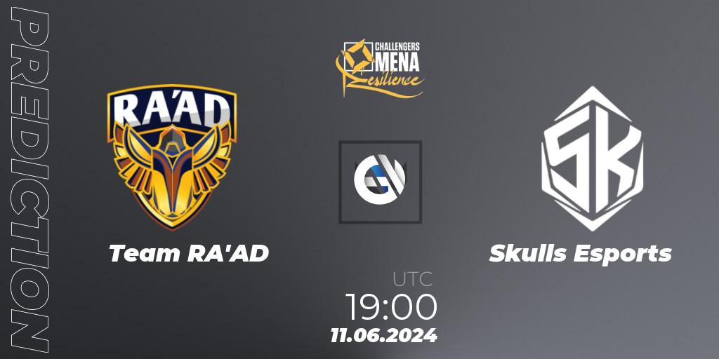 Team RA'AD contre Skulls Esports : prédiction de match. 11.06.2024 at 19:00. VALORANT, VALORANT Challengers 2024 MENA: Resilience Split 2 - Levant and North Africa