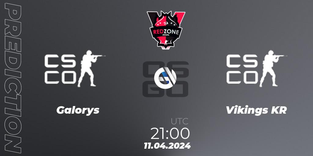 Galorys contre Vikings KR : prédiction de match. 11.04.2024 at 22:00. Counter-Strike (CS2), RedZone PRO League 2024 Season 2