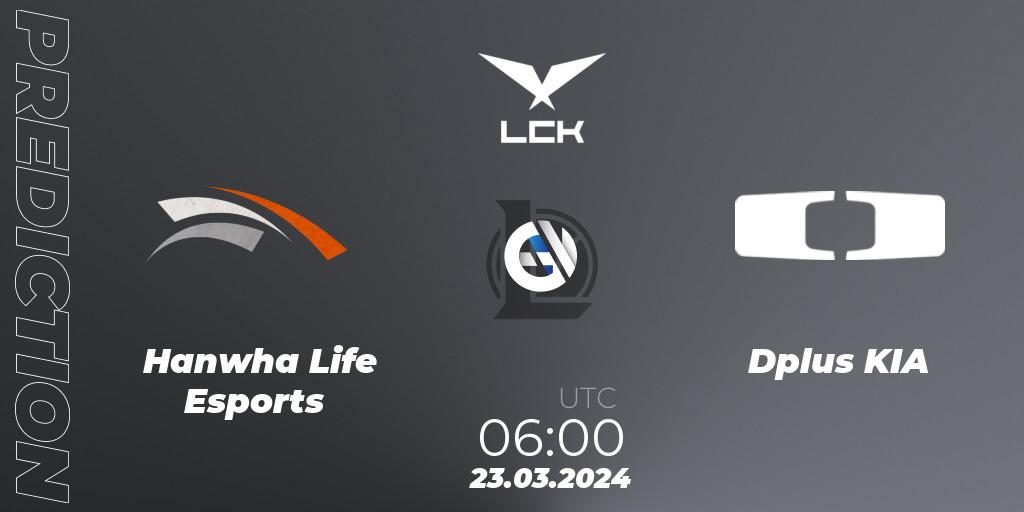 Hanwha Life Esports contre Dplus KIA : prédiction de match. 23.03.24. LoL, LCK Spring 2024 - Group Stage