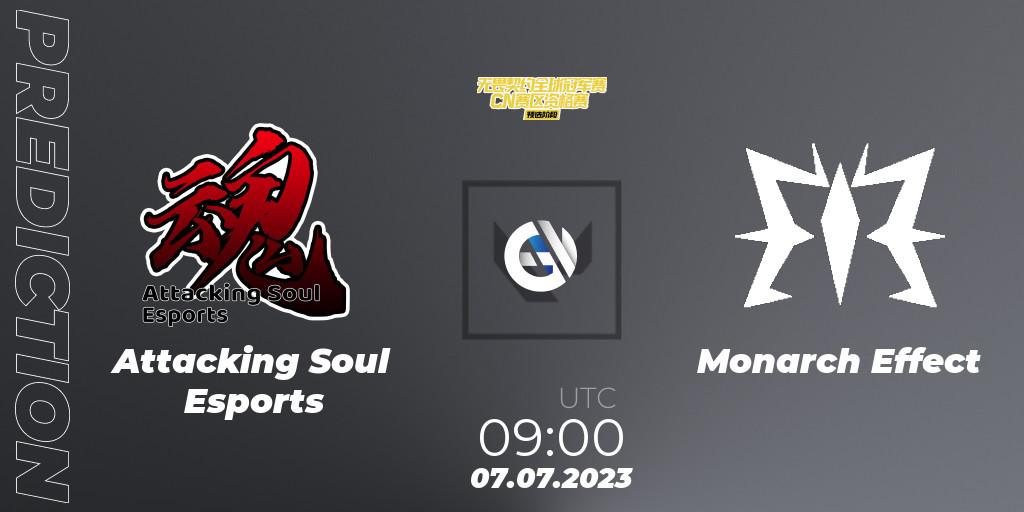 Attacking Soul Esports contre Monarch Effect : prédiction de match. 07.07.2023 at 09:00. VALORANT, VALORANT Champions Tour 2023: China Qualifier