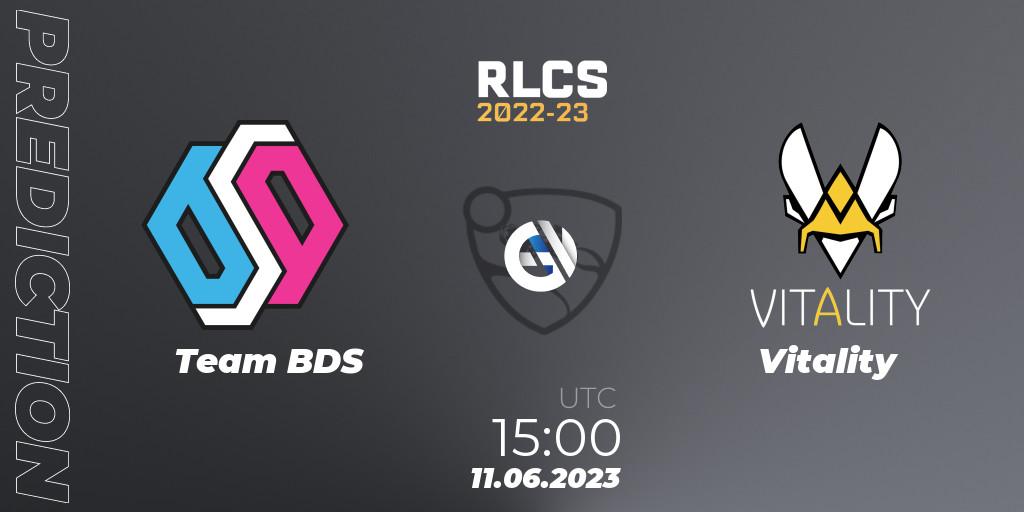 Team BDS contre Vitality : prédiction de match. 11.06.2023 at 15:00. Rocket League, RLCS 2022-23 - Spring: Europe Regional 3 - Spring Invitational