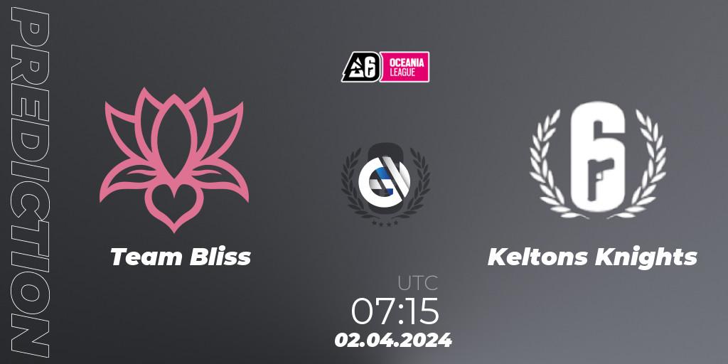 Team Bliss contre Keltons Knights : prédiction de match. 02.04.24. Rainbow Six, Oceania League 2024 - Stage 1