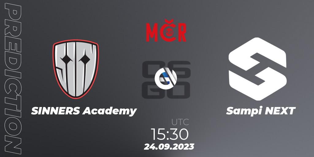 SINNERS Academy contre Sampi NEXT : prédiction de match. 24.09.2023 at 14:30. Counter-Strike (CS2), Tipsport Cup Prague Fall 2023: Closed Qualifier