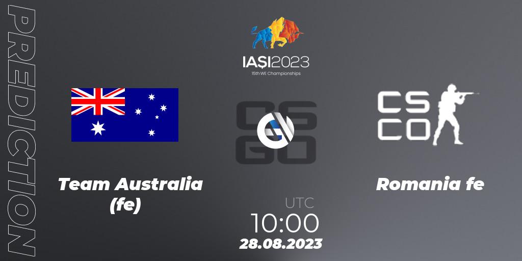 Team Australia (fe) contre Romania fe : prédiction de match. 28.08.23. CS2 (CS:GO), IESF Female World Esports Championship 2023