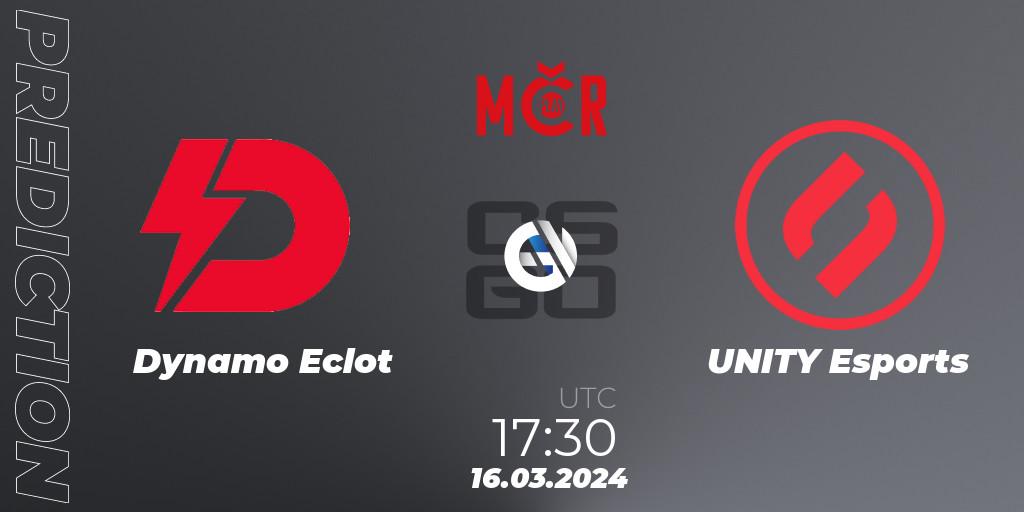 Dynamo Eclot contre UNITY Esports : prédiction de match. 16.03.2024 at 16:40. Counter-Strike (CS2), Tipsport Cup Winter 2024