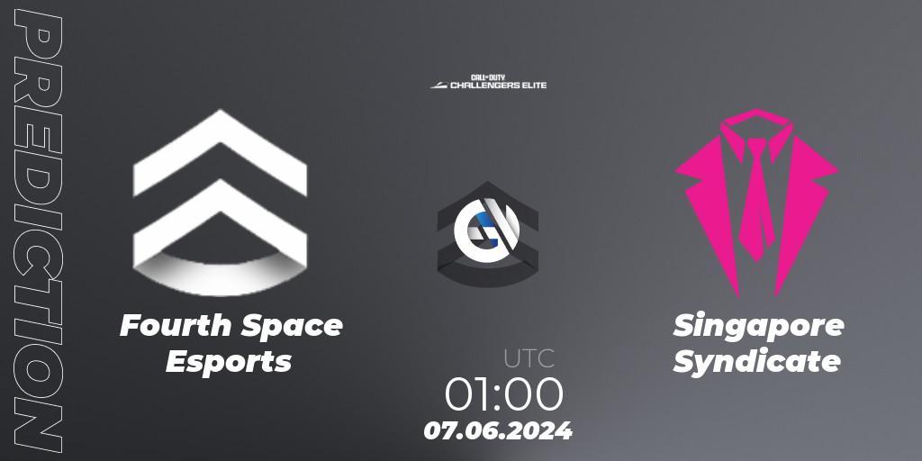 Fourth Space Esports contre Singapore Syndicate : prédiction de match. 07.06.2024 at 00:00. Call of Duty, Call of Duty Challengers 2024 - Elite 3: NA