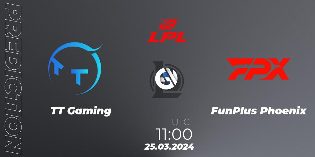 TT Gaming contre FunPlus Phoenix : prédiction de match. 25.03.24. LoL, LPL Spring 2024 - Group Stage