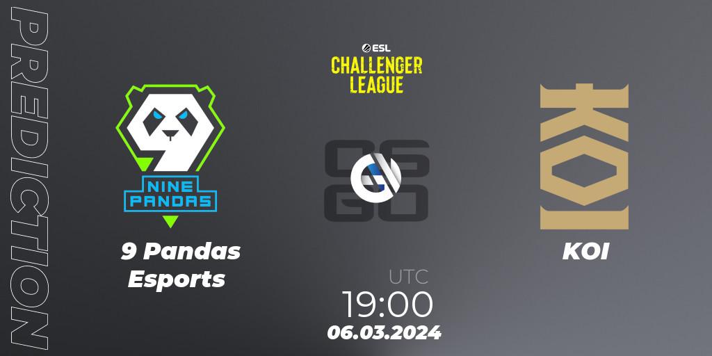 9 Pandas Esports contre KOI : prédiction de match. 06.03.24. CS2 (CS:GO), ESL Challenger League Season 47: Europe