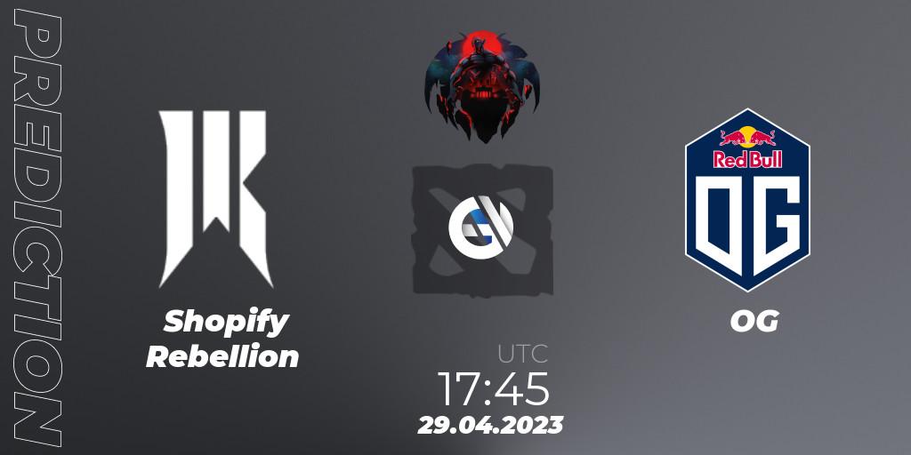 Shopify Rebellion contre OG : prédiction de match. 29.04.2023 at 18:05. Dota 2, The Berlin Major 2023 ESL - Group Stage