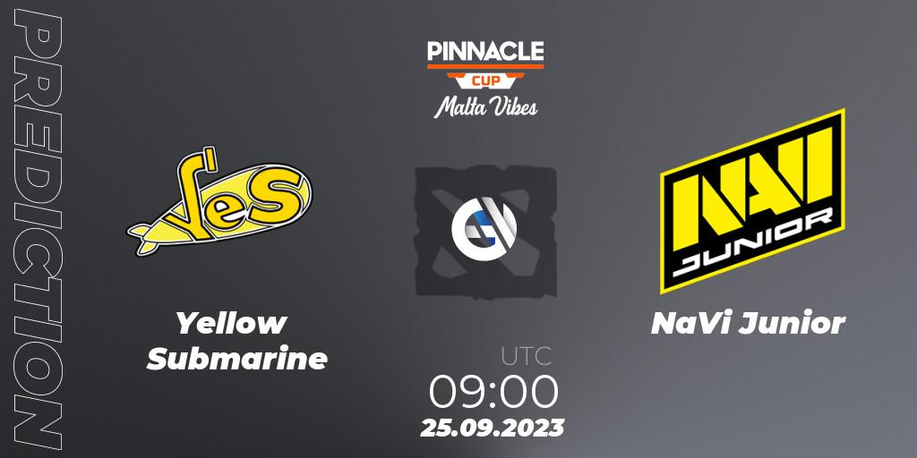 Yellow Submarine contre NaVi Junior : prédiction de match. 25.09.2023 at 09:02. Dota 2, Pinnacle Cup: Malta Vibes #4
