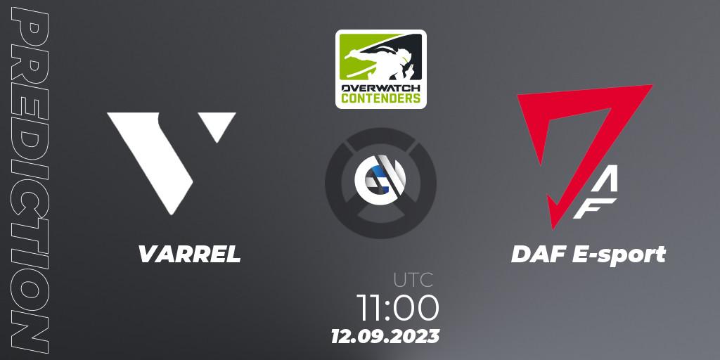 VARREL contre DAF E-sport : prédiction de match. 12.09.2023 at 11:00. Overwatch, Overwatch Contenders 2023 Fall Series: Asia Pacific
