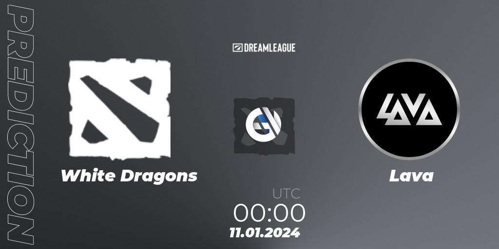 White Dragons contre Lava : prédiction de match. 11.01.2024 at 00:00. Dota 2, DreamLeague Season 22: South America Open Qualifier #1
