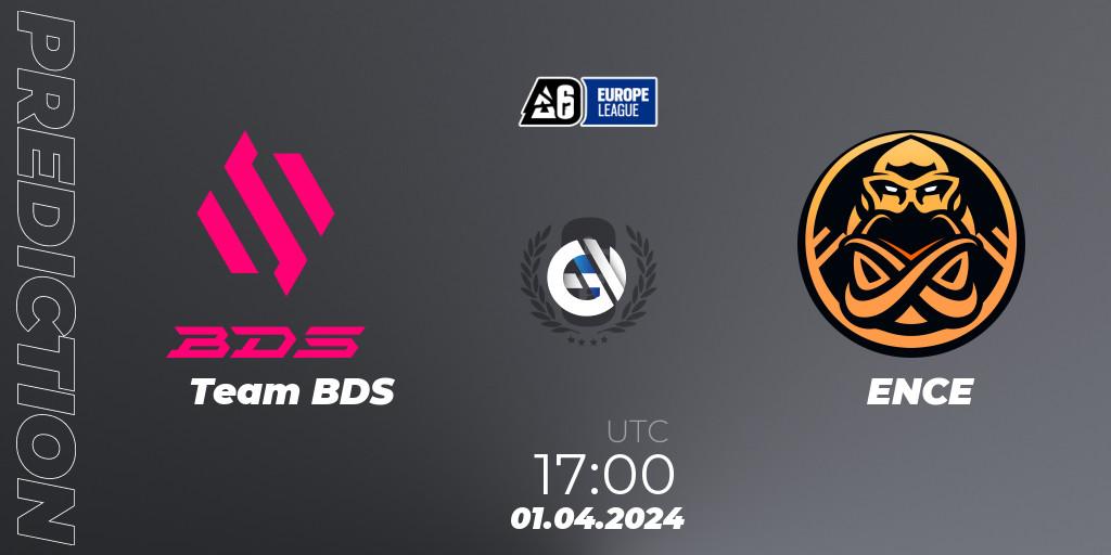 Team BDS contre ENCE : prédiction de match. 01.04.2024 at 18:00. Rainbow Six, Europe League 2024 - Stage 1