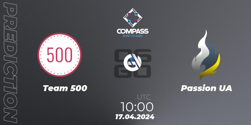 Team 500 contre Passion UA : prédiction de match. 16.04.24. CS2 (CS:GO), YaLLa Compass Spring 2024