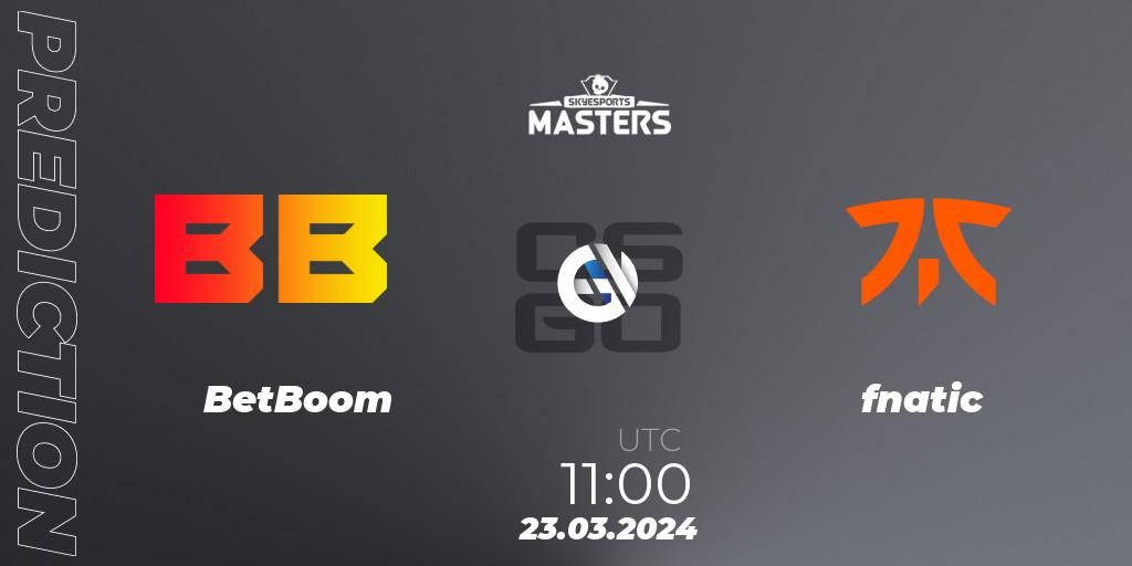 BetBoom contre fnatic : prédiction de match. 23.03.24. CS2 (CS:GO), Skyesports Masters 2024: European Qualifier