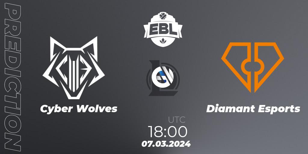 Cyber Wolves contre Diamant Esports : prédiction de match. 07.03.24. LoL, Esports Balkan League Season 14