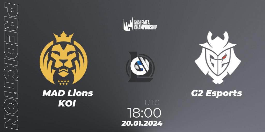 MAD Lions KOI contre G2 Esports : prédiction de match. 20.01.2024 at 18:00. LoL, LEC Winter 2024 - Regular Season