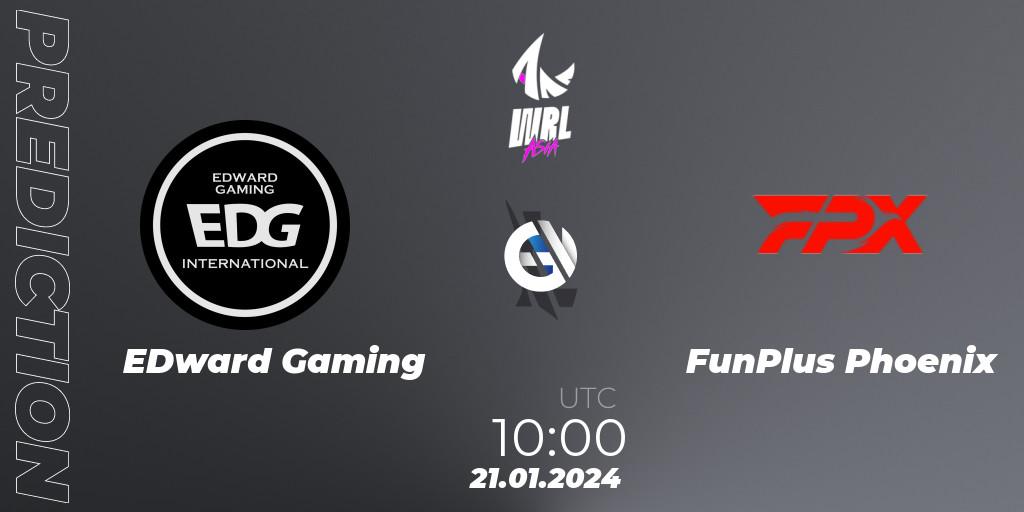 EDward Gaming contre FunPlus Phoenix : prédiction de match. 21.01.2024 at 10:00. Wild Rift, WRL Asia 2023 - Season 2: China Conference