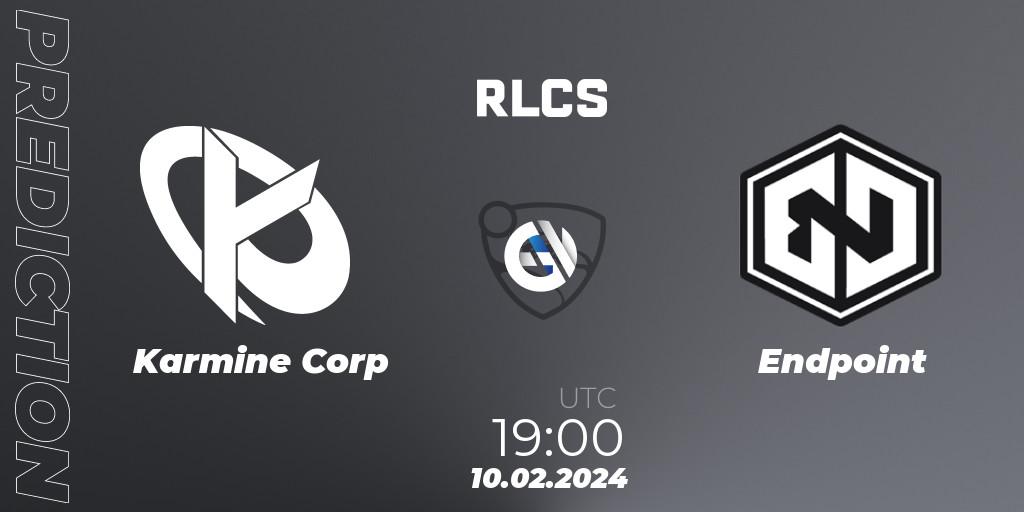 Karmine Corp contre Endpoint : prédiction de match. 10.02.2024 at 19:00. Rocket League, RLCS 2024 - Major 1: Europe Open Qualifier 1