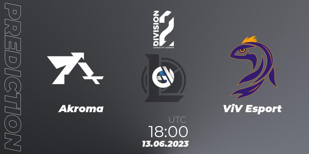 Akroma contre ViV Esport : prédiction de match. 13.06.23. LoL, LFL Division 2 Summer 2023 - Group Stage