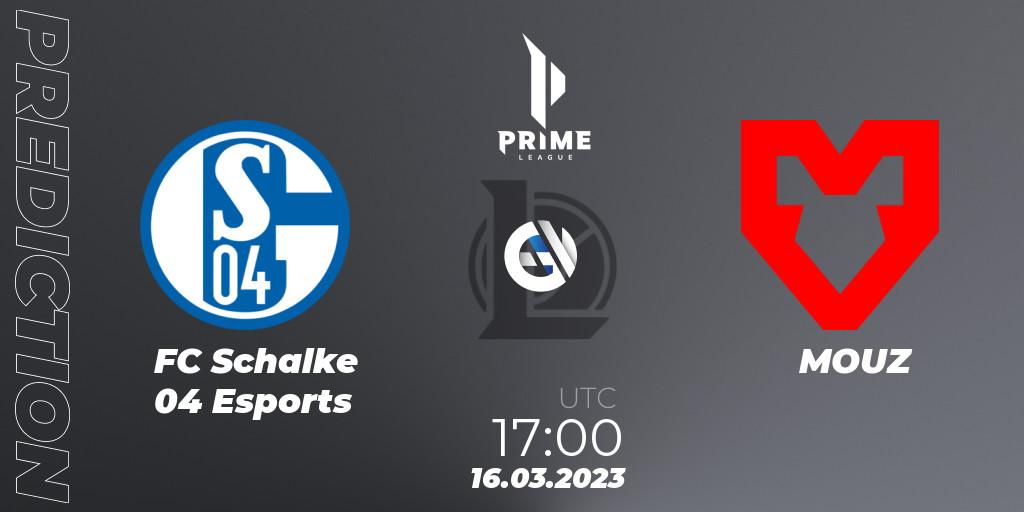 FC Schalke 04 Esports contre MOUZ : prédiction de match. 16.03.23. LoL, Prime League Spring 2023 - Playoffs