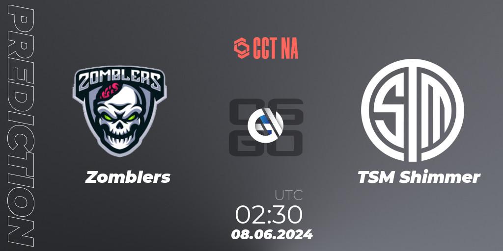 Zomblers contre TSM Shimmer : prédiction de match. 08.06.2024 at 02:50. Counter-Strike (CS2), CCT Season 2 North American Series #1