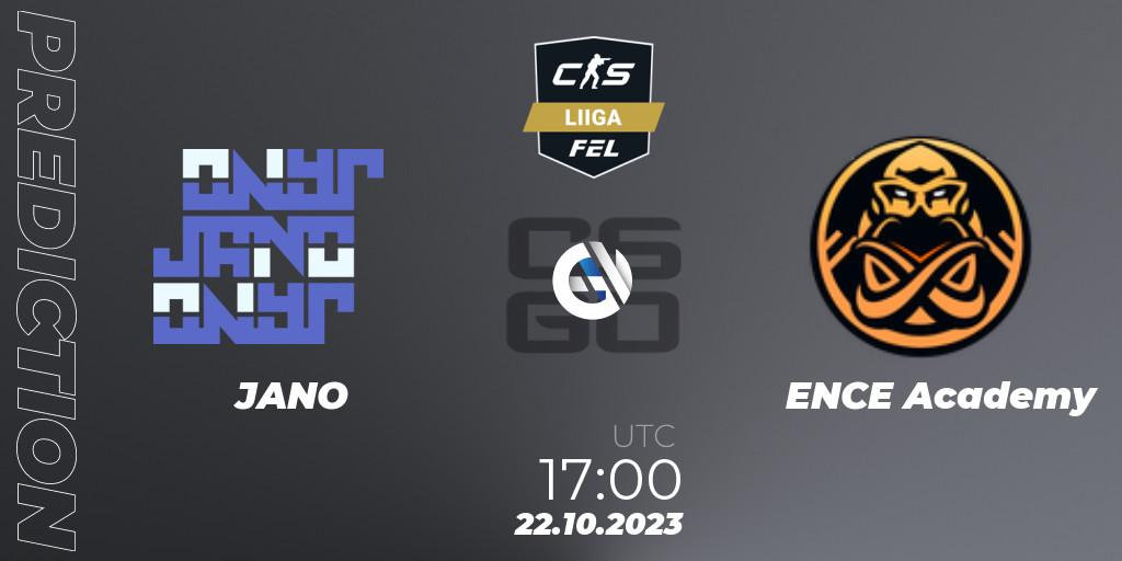 JANO contre ENCE Academy : prédiction de match. 22.10.2023 at 17:00. Counter-Strike (CS2), Finnish Esports League Season 11