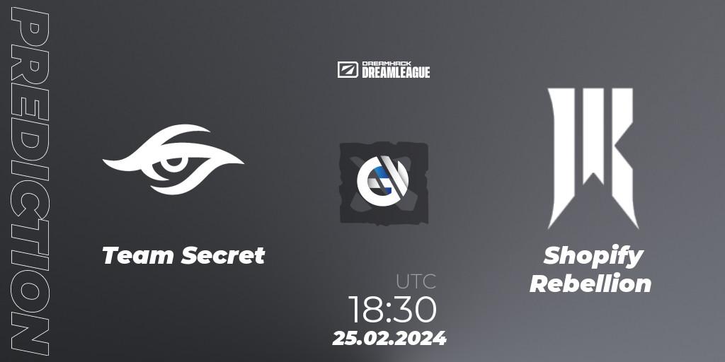 Team Secret contre Shopify Rebellion : prédiction de match. 25.02.24. Dota 2, DreamLeague Season 22