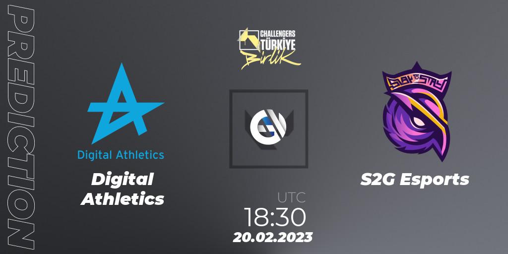 Digital Athletics contre S2G Esports : prédiction de match. 20.02.2023 at 18:30. VALORANT, VALORANT Challengers 2023 Turkey: Birlik Split 1