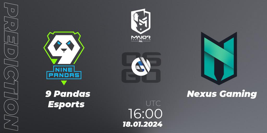 9 Pandas Esports contre Nexus Gaming : prédiction de match. 18.01.2024 at 16:15. Counter-Strike (CS2), PGL CS2 Major Copenhagen 2024 Europe RMR Closed Qualifier
