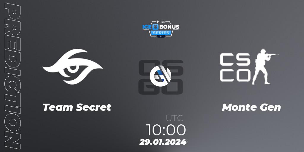 Team Secret contre Monte Gen : prédiction de match. 29.01.2024 at 10:00. Counter-Strike (CS2), IceBonus Series #1