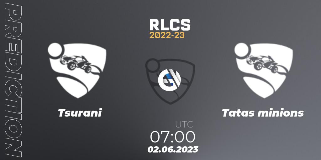 Tsurani contre Tatas minions : prédiction de match. 02.06.2023 at 07:00. Rocket League, RLCS 2022-23 - Spring: Oceania Regional 3 - Spring Invitational