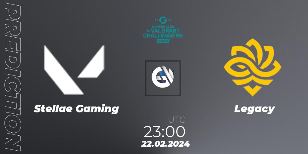 Stellae Gaming contre Legacy : prédiction de match. 22.02.2024 at 23:00. VALORANT, VALORANT Challengers Brazil 2024: Split 1
