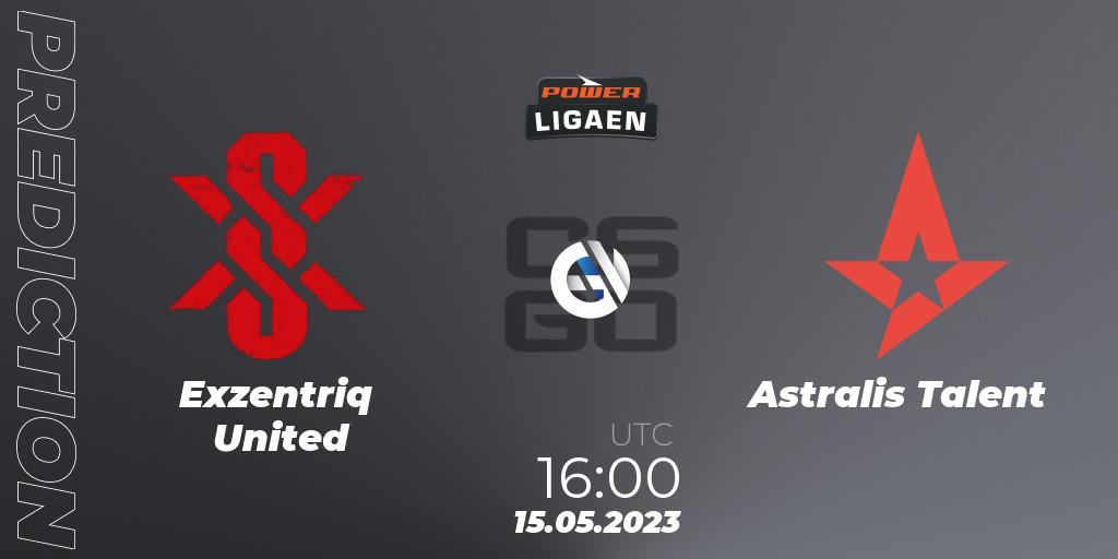 Exzentriq United contre Astralis Talent : prédiction de match. 16.05.2023 at 19:00. Counter-Strike (CS2), Dust2.dk Ligaen Season 23