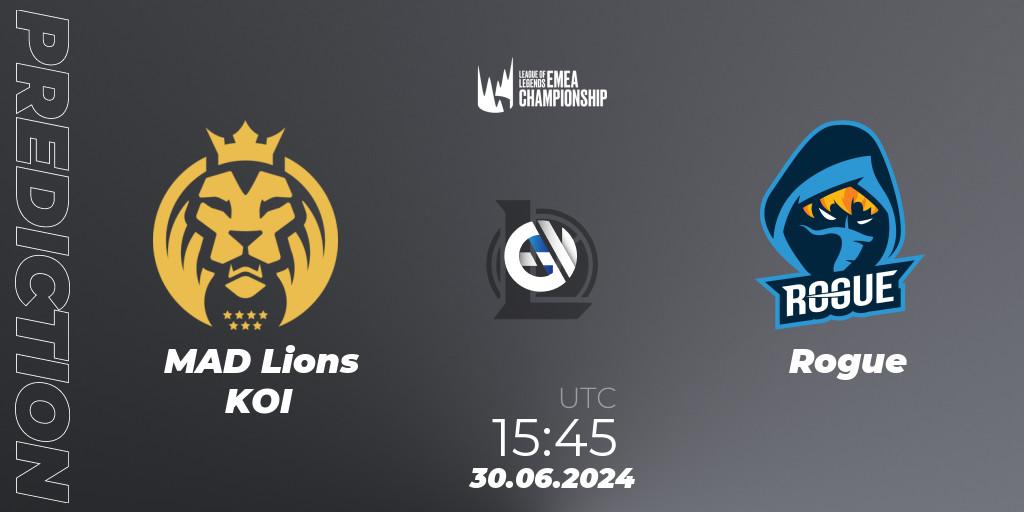 MAD Lions KOI contre Rogue : prédiction de match. 30.06.2024 at 15:45. LoL, LEC Summer 2024 - Regular Season