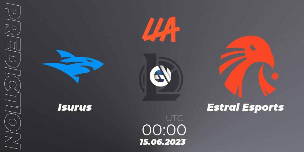 Isurus contre Estral Esports : prédiction de match. 15.06.2023 at 00:00. LoL, LLA Closing 2023 - Group Stage