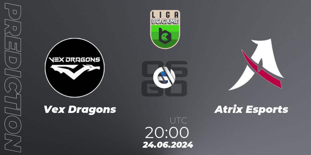 Vex Dragons contre Atrix Esports : prédiction de match. 24.06.2024 at 20:00. Counter-Strike (CS2), Dust2 Brasil Liga Season 3: Division 2